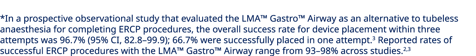 *In a prospective observational study that evaluated the LMA™ Gastro™ Airway as an alternative to tubeless anaesthesi...