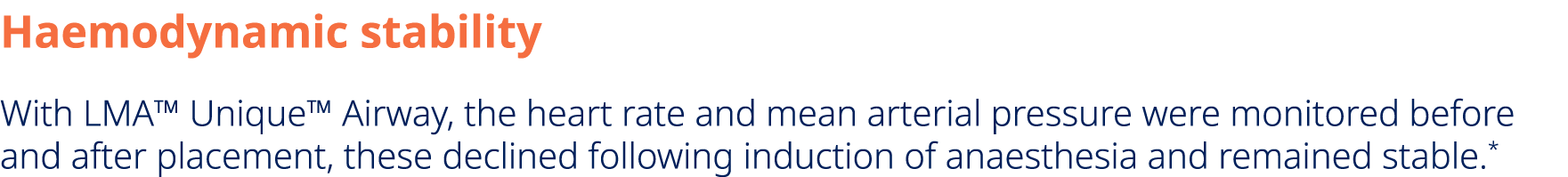 Haemodynamic stability With LMA™ Unique™ Airway, the heart rate and mean arterial pressure were monitored before and ...