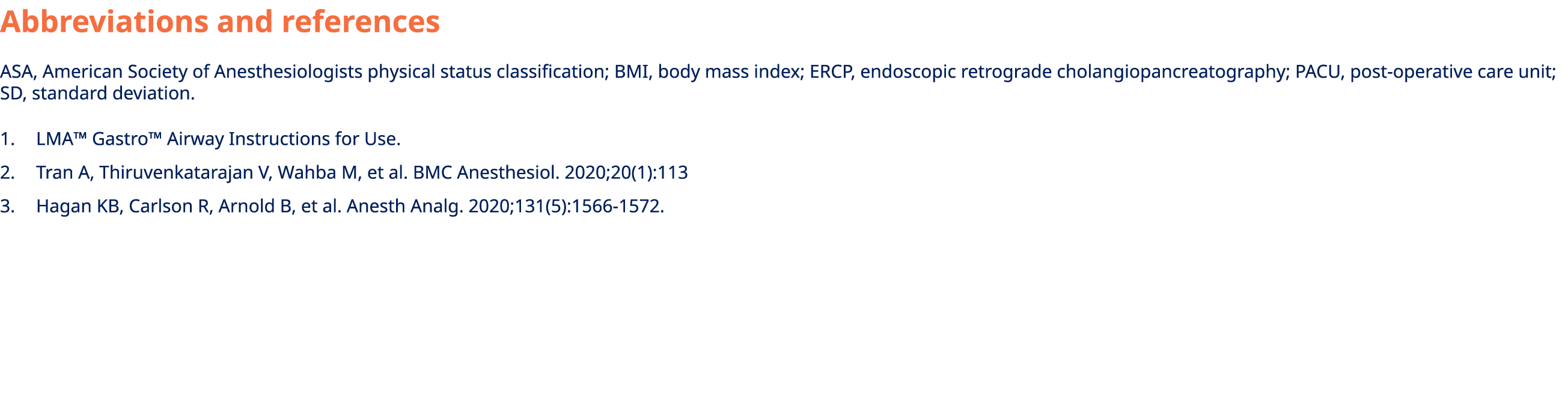 Abbreviations and references ASA, American Society of Anesthesiologists physical status classification; BMI, body mas...