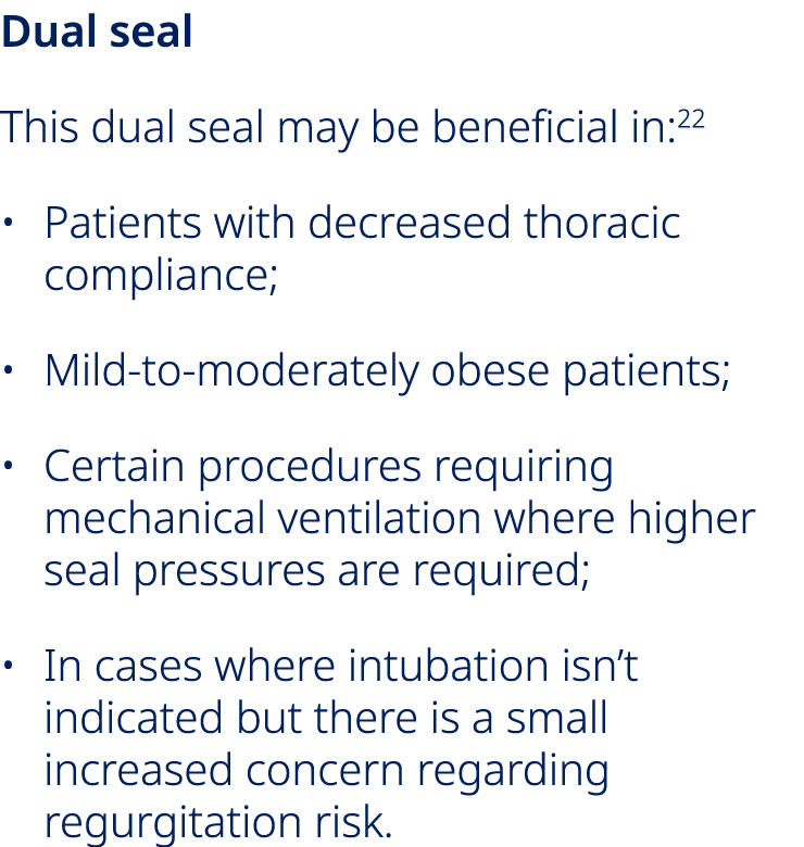 Dual seal This dual seal may be beneficial in:22 • Patients with decreased thoracic compliance; • Mild to moderately ...
