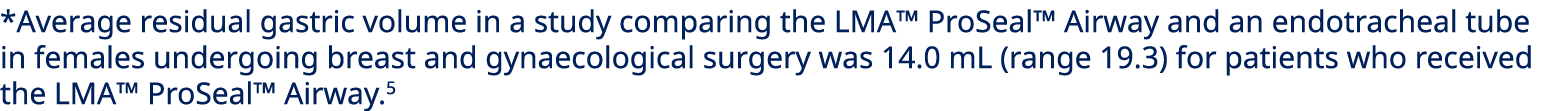 *Average residual gastric volume in a study comparing the LMA™ ProSeal™ Airway and an endotracheal tube in females un...