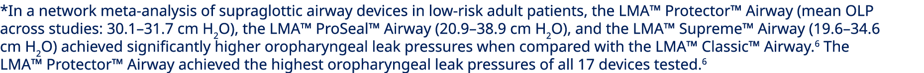 *In a network meta analysis of supraglottic airway devices in low risk adult patients, the LMA™ Protector™ Airway (me...